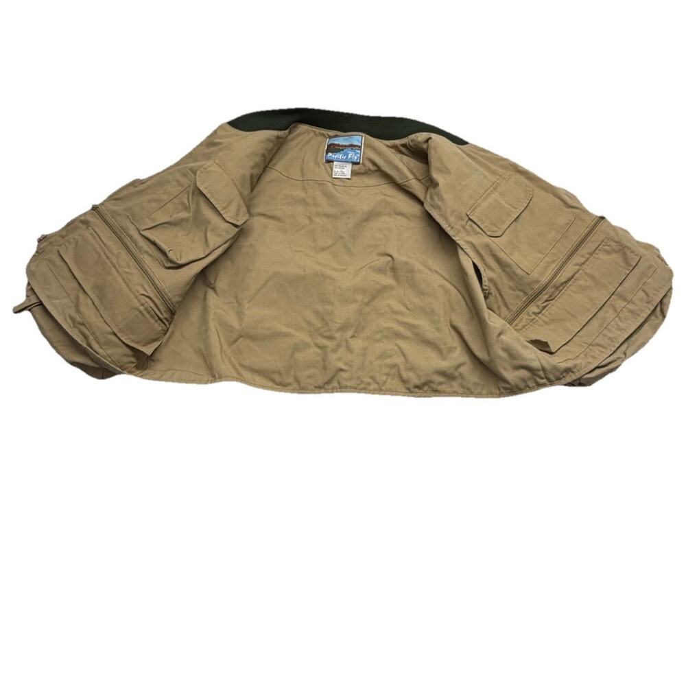 Pacific Fly Utility Fishing Vest Mens Size Large Brown Khaki Lots Of Pockets - Picture 6 of 8